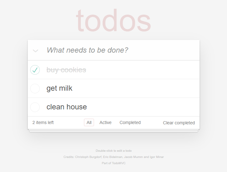 A screenshot of a simple TodoMVC application